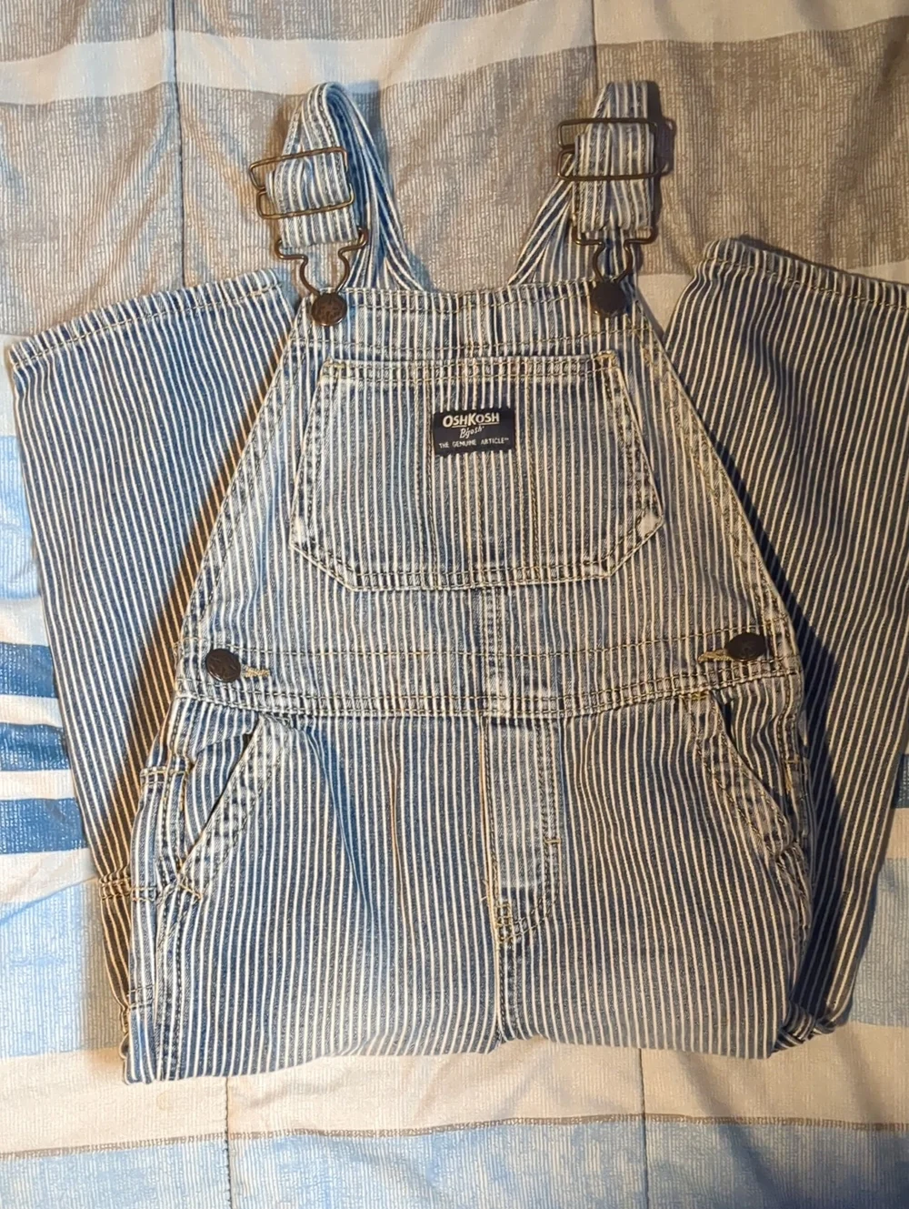 OshKosh B'gosh Toddler Blue and White Striped Relaxed Overalls